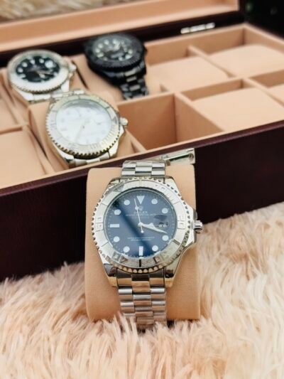 Rolex Yacht Master Silver Ocean Blue Chain